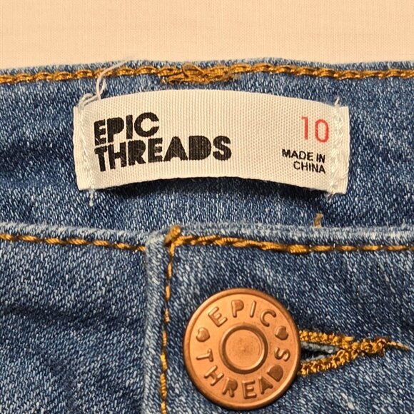 Epic Threads Shorts Girls 10 Blue Stretch Medium Wash Cutoff 24 in Waist - Picture 8 of 10